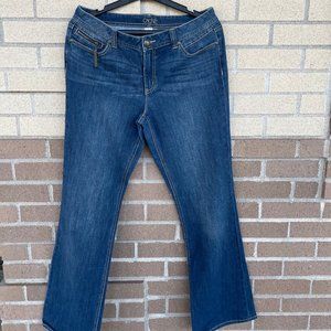 Cache Denim Medium Wash Straight Leg Jeans Bling Sequins 10